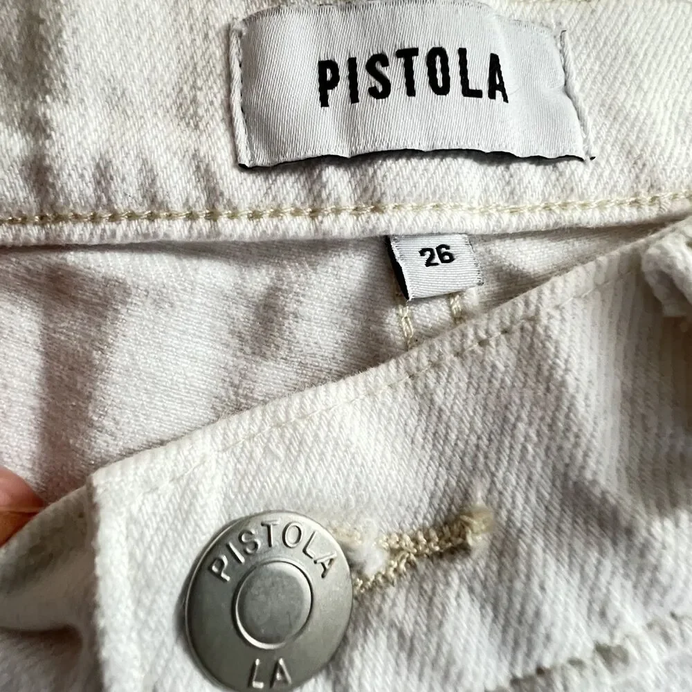PISTOLA Kelly 90'S Skater jean shorts 26 Distressed White Cut off NWT